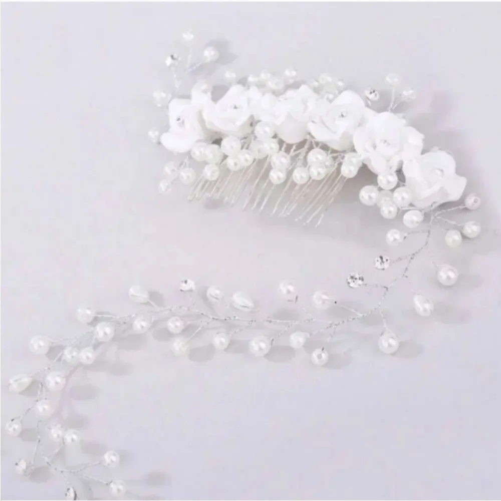 Wedding Bridal Hair Comb Hair Vine Flowers Pearls